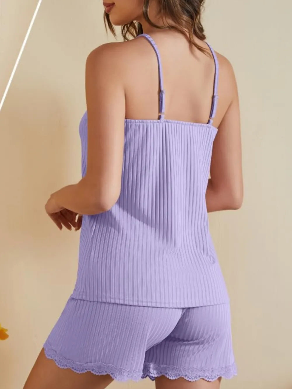 Ribbed Scoop Neck Top and Shorts Lounge Set in Light Blue for Women