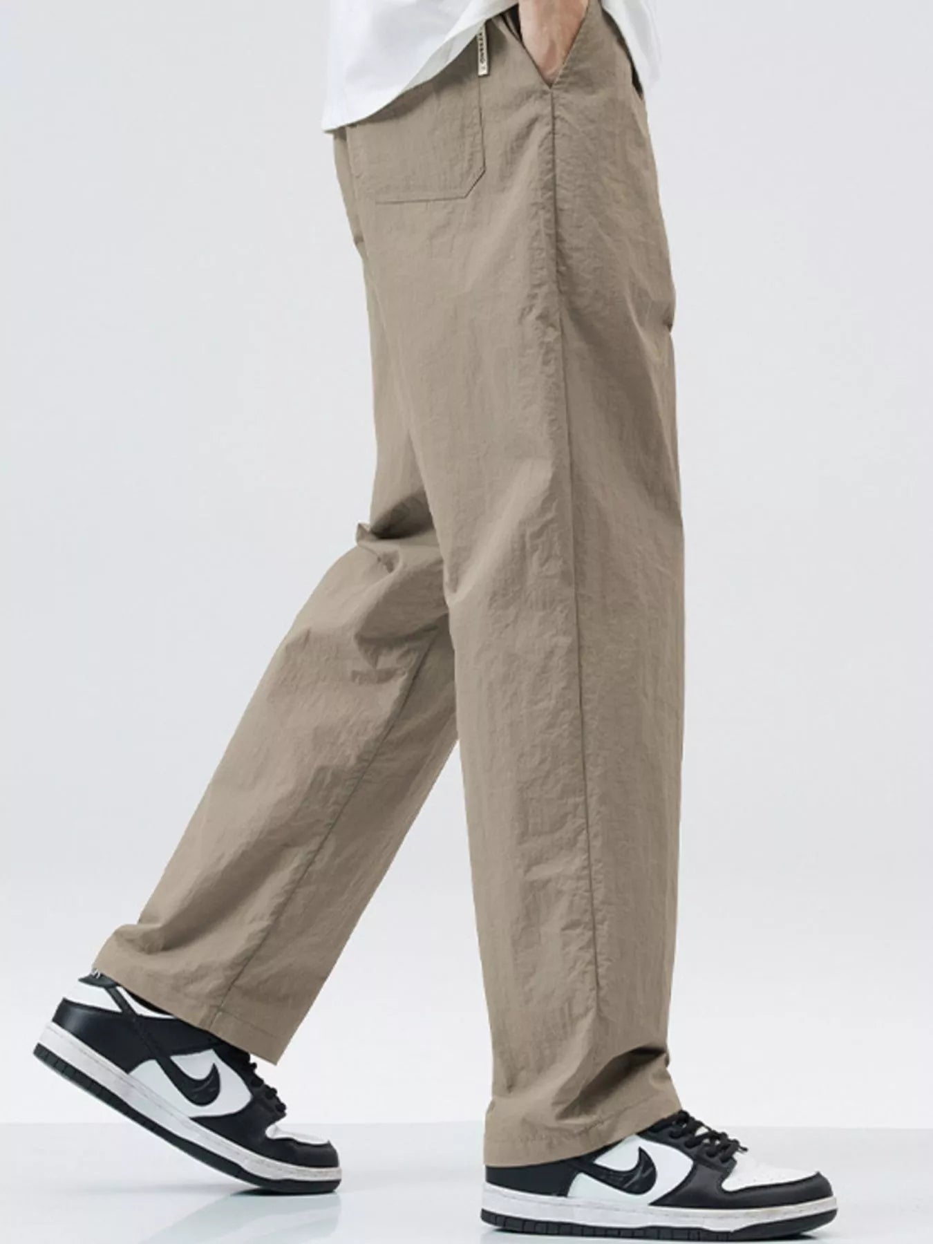 Lightweight Wide Leg Casual Pants Plus Size in Black for Men