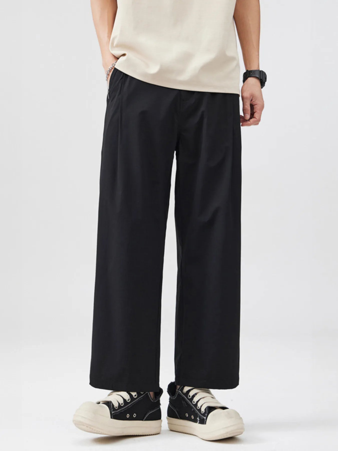 Wide Leg Pants Plus Size in Khaki for Men