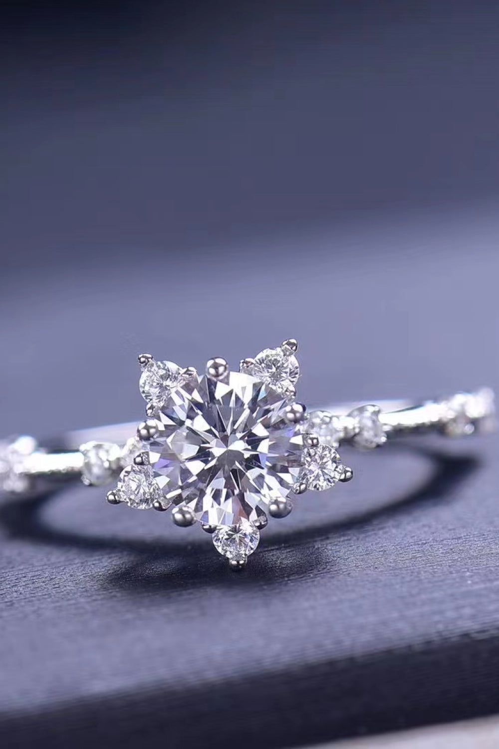 1 Carat Moissanite 6-Prong Ring in Silver for Women