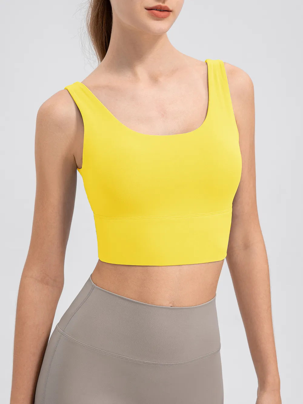 Scoop Neck Wide Strap Active Tank in Caramel for Women