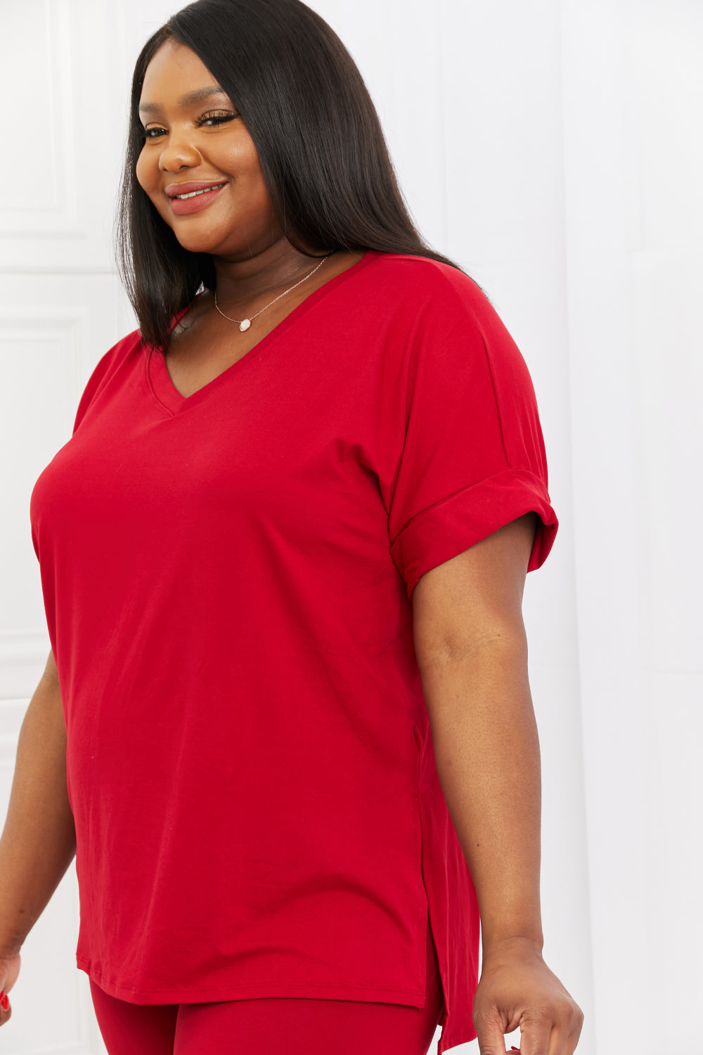 Plus Size Quiet Moments Brushed Lounge Set in Burgundy for Women