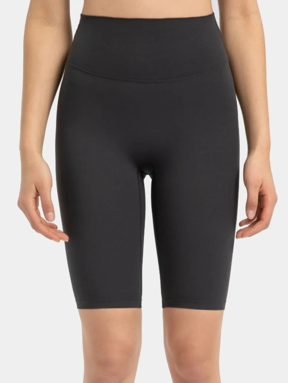 High Rise Wide Waistband Active Shorts in Dark Gray for Women