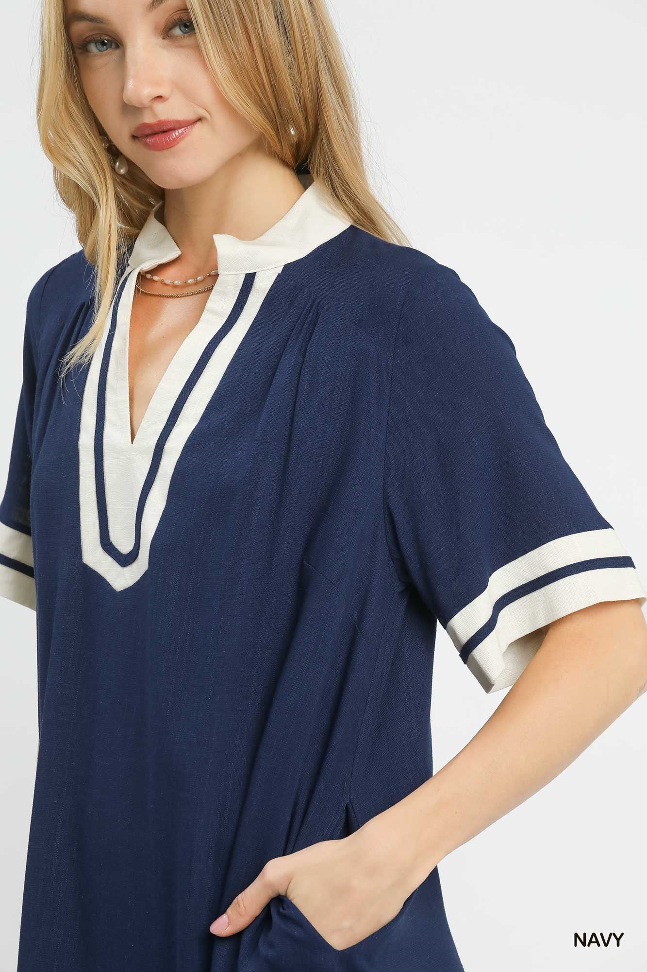 Linen Rayon Mini Dress for Women