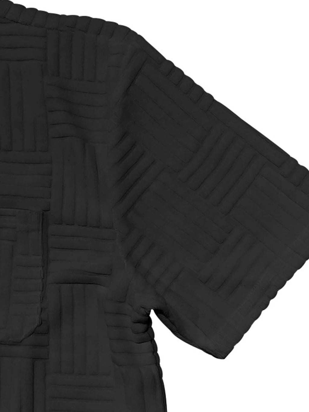Button Up Short Sleeve Top and Shorts Set Plus Size in Black for Men