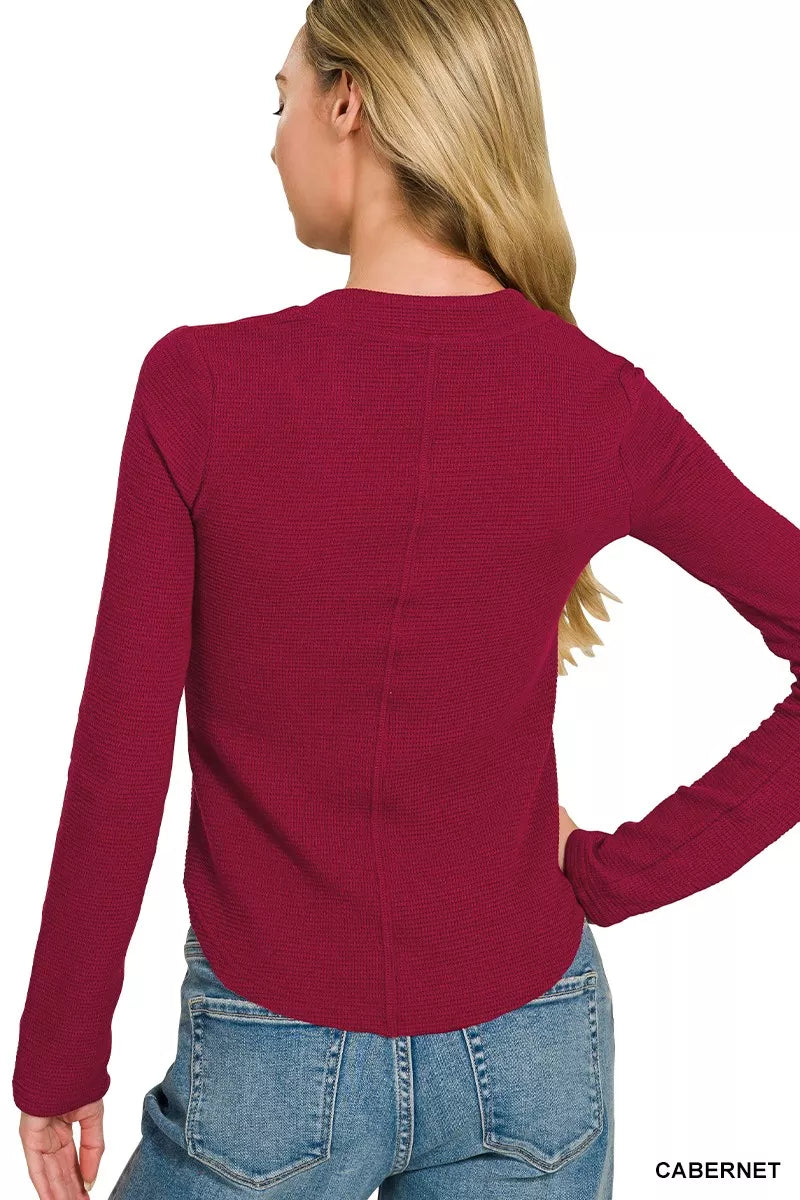 Double Knit Snap Button Shirts in Cabernet for Women