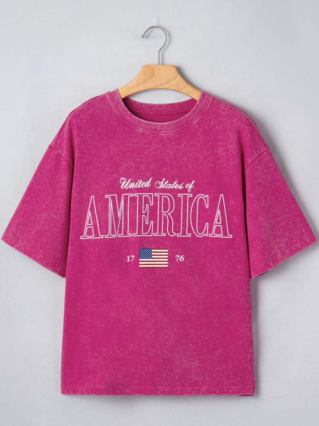 America 1776 Graphic Mineral Wash Cotton Tee for Women