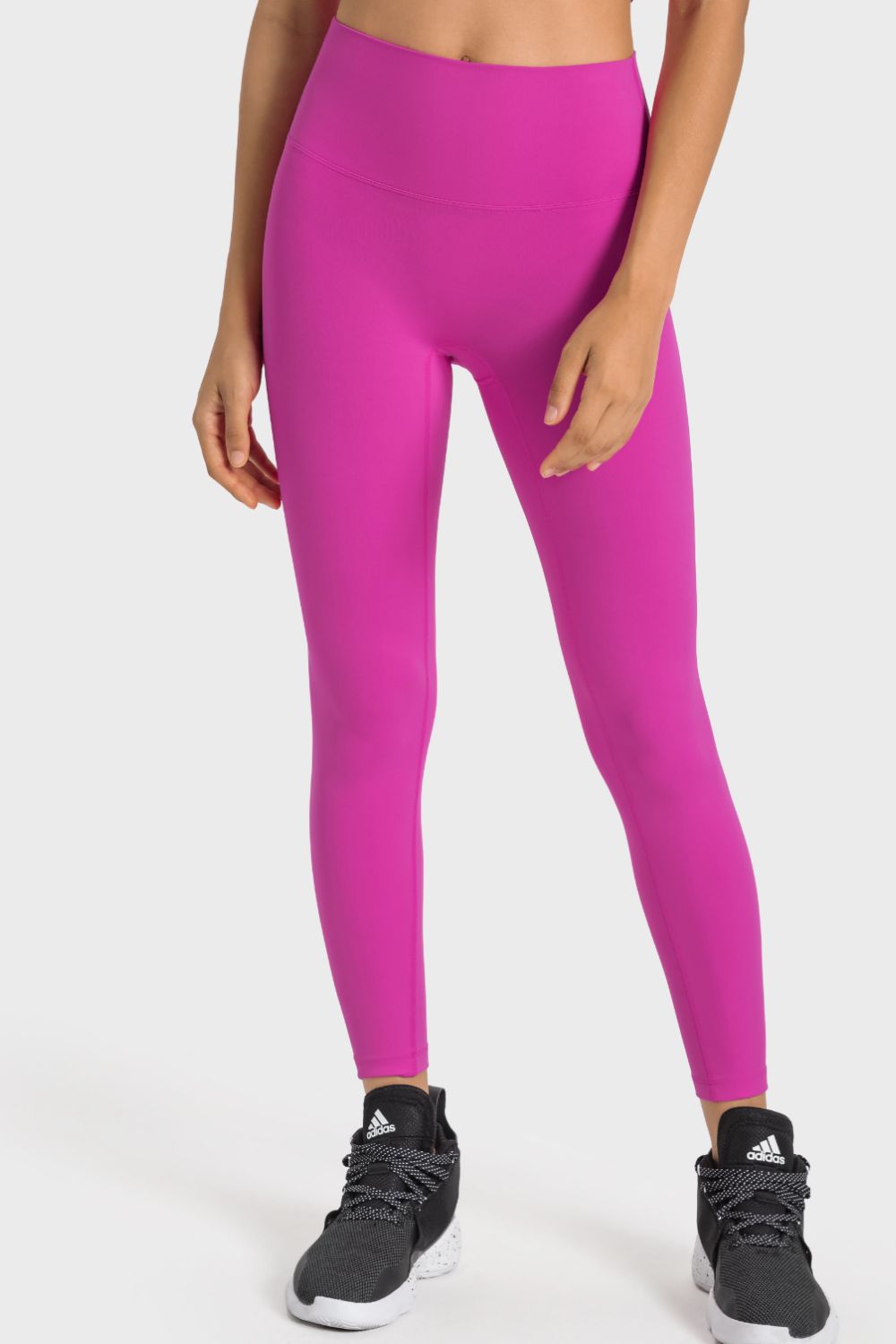 High-Rise Wide Waistband Yoga Leggings in Hot Pink for Women