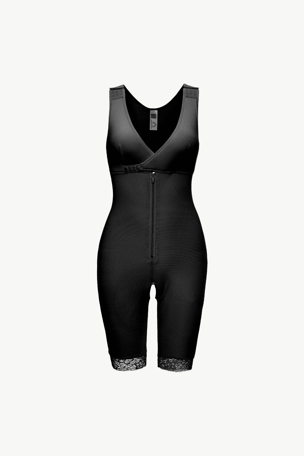 Plus Size Lace Trim Shapewear with Zipper in Apricot for Women