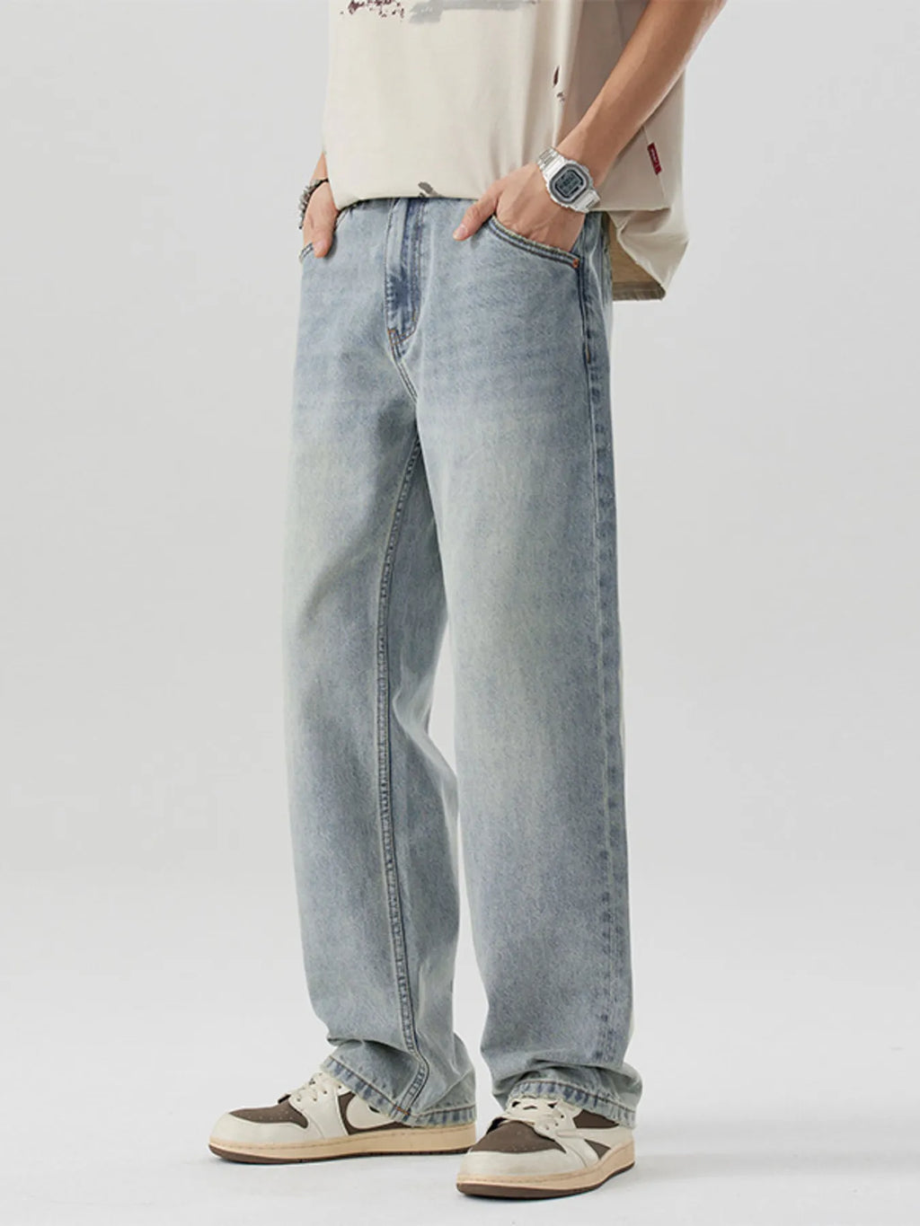 Wash Wide Leg Jeans in Nostalgic Orchid for Men