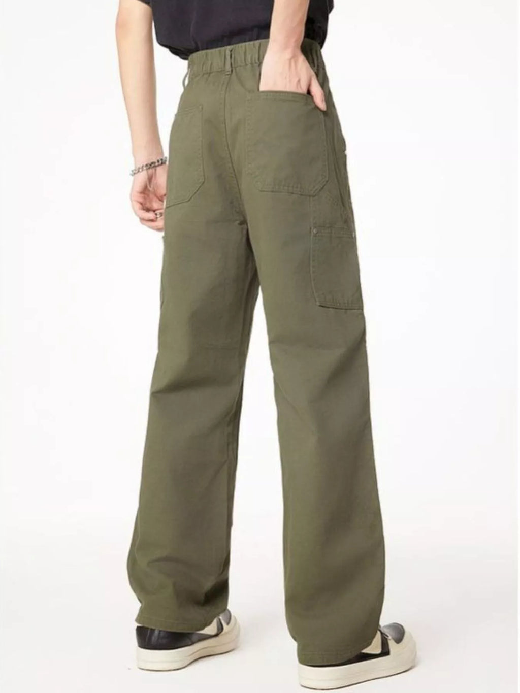Wash Wide Leg Jeans Plus Size in Black for Men