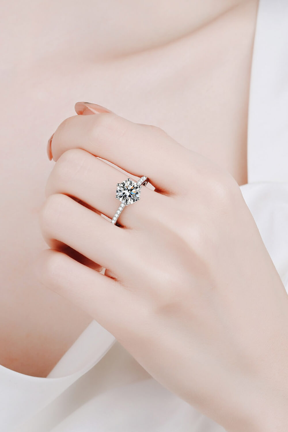 925 Sterling Silver 2 Carat Moissanite Ring for Women