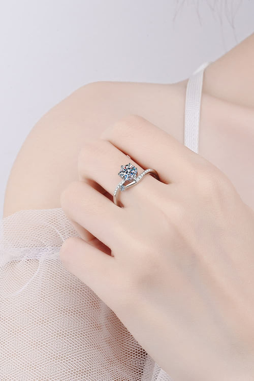 1 Carat Moissanite 925 Sterling Silver Bypass Ring for Women