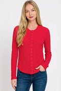 Double Knit Snap Button Shirts in Ruby for Women
