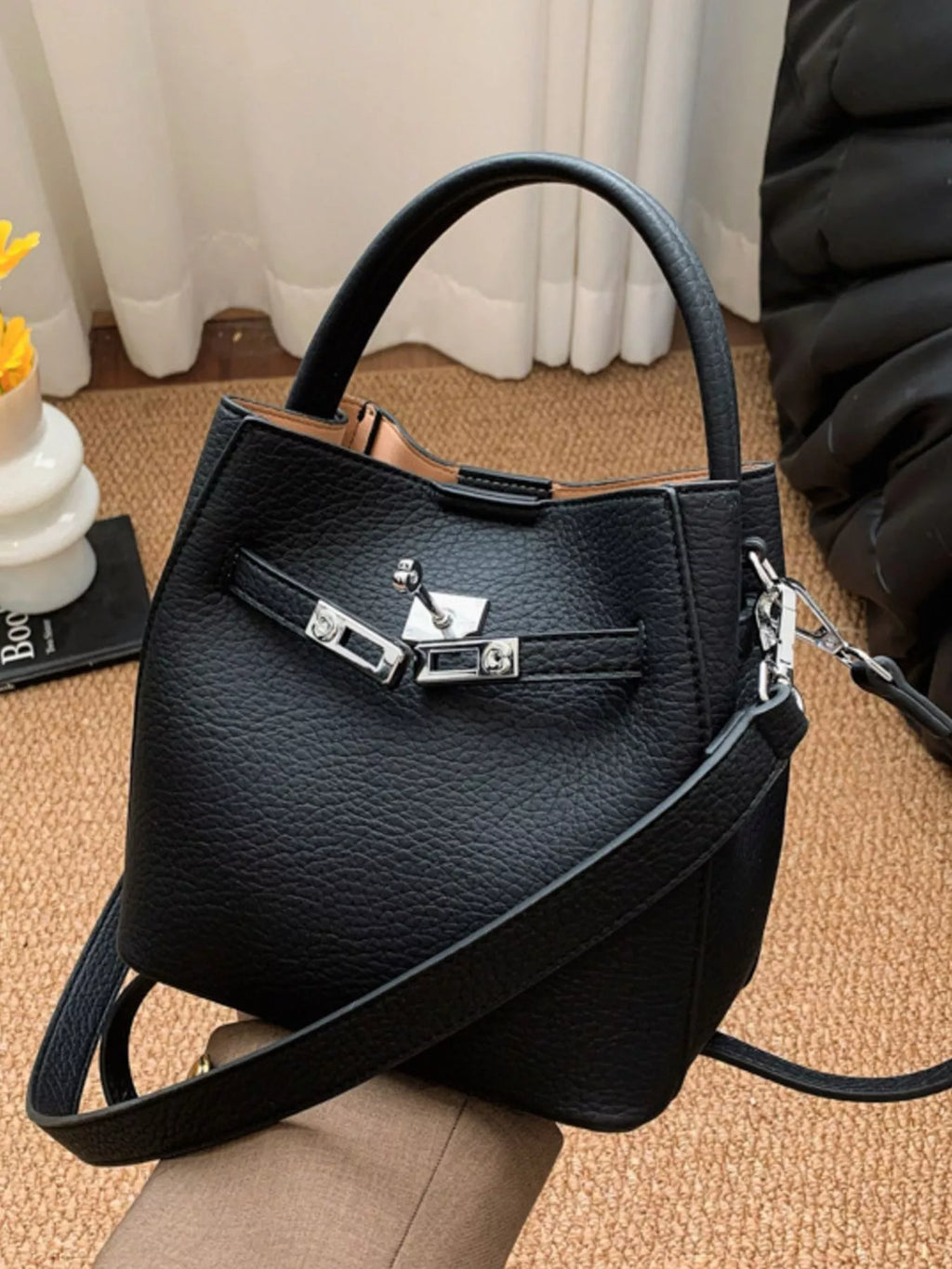 Leather Top Handle Crossbody Bag in Classic for Women