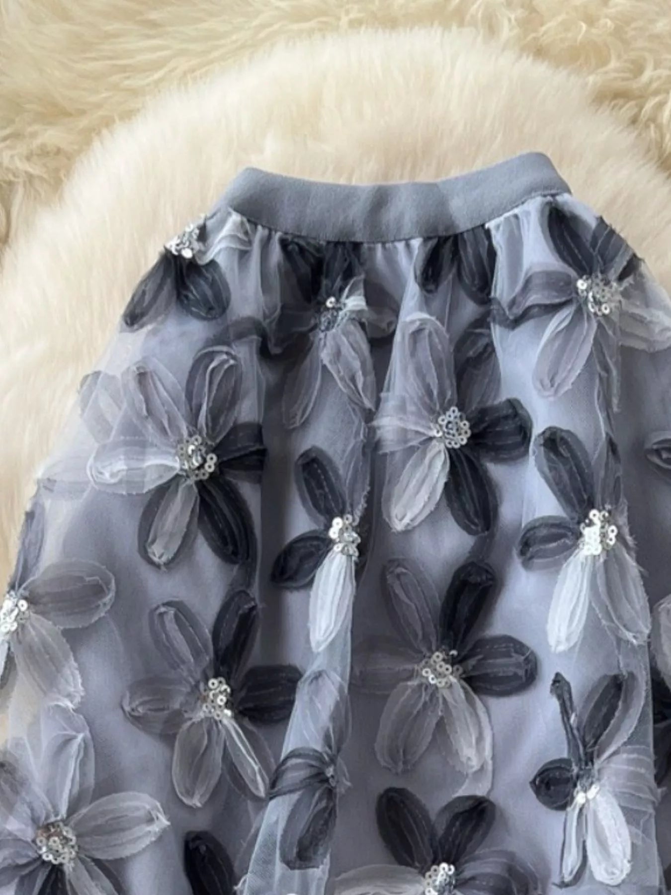 Floral Mesh Skirt for Women
