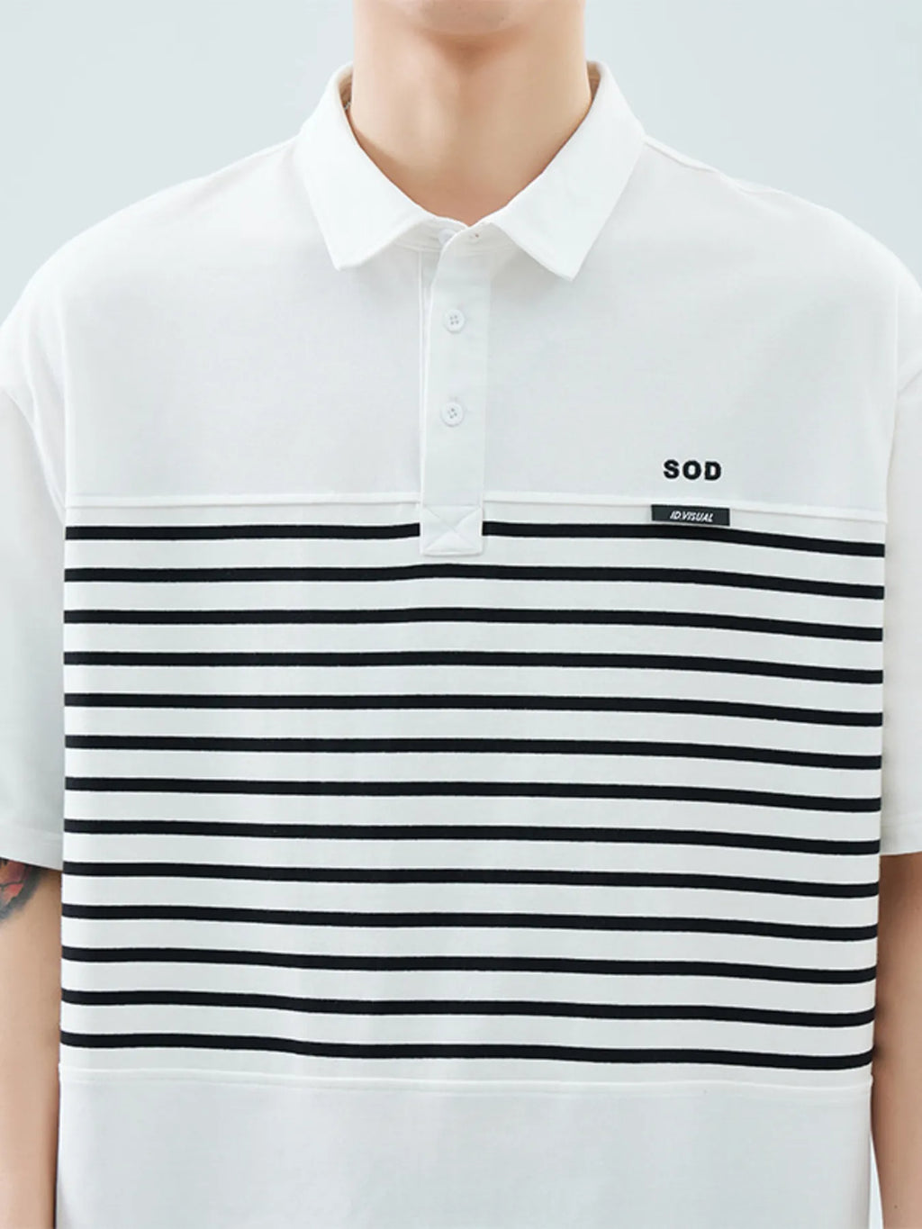 Plus Size Button Detail Short Sleeve Polo in White for Men