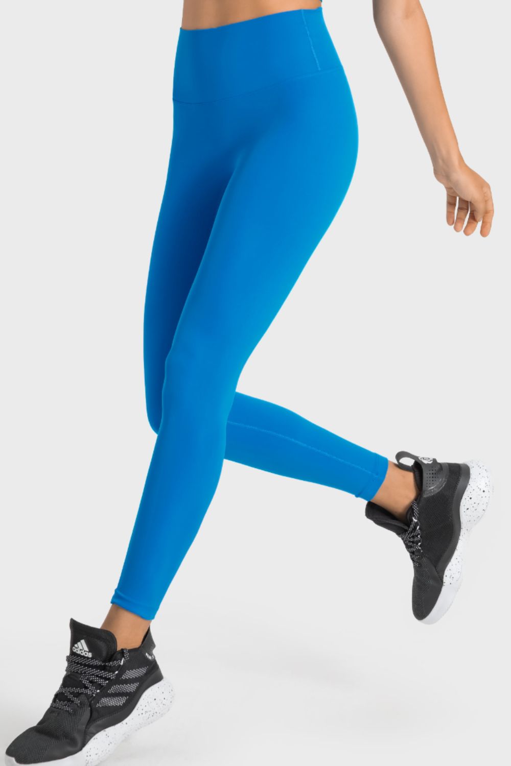 High-Rise Wide Waistband Yoga Leggings in Dark Gray for Women