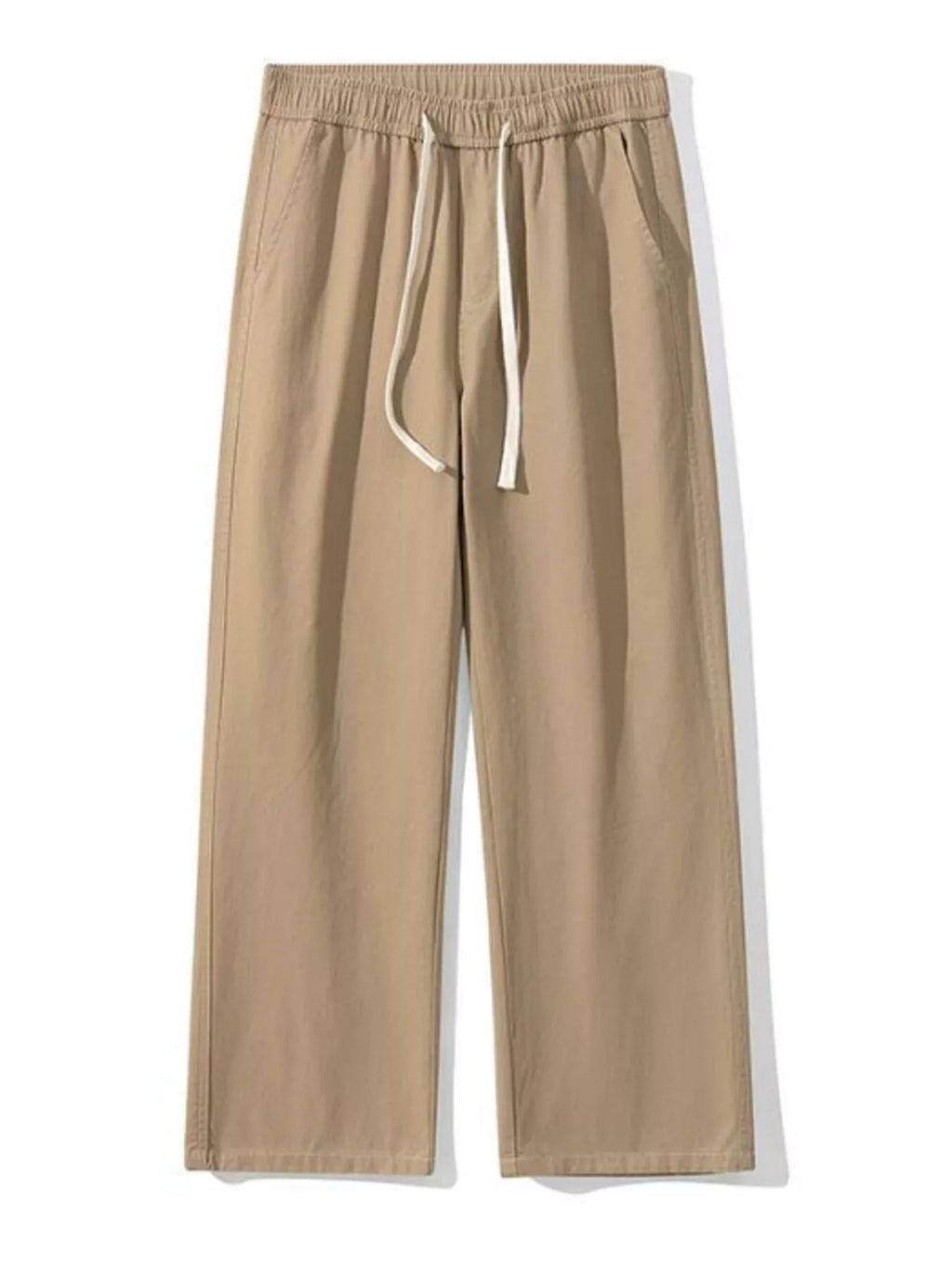 Relaxed Fit Drawstring Pants Plus Size in Black in Military Green for Men
