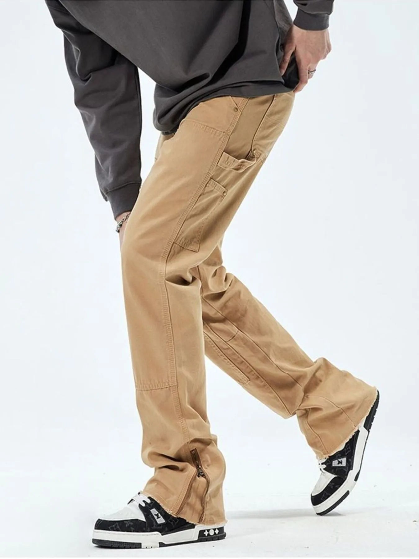 Wide Leg Jeans in Black for Men
