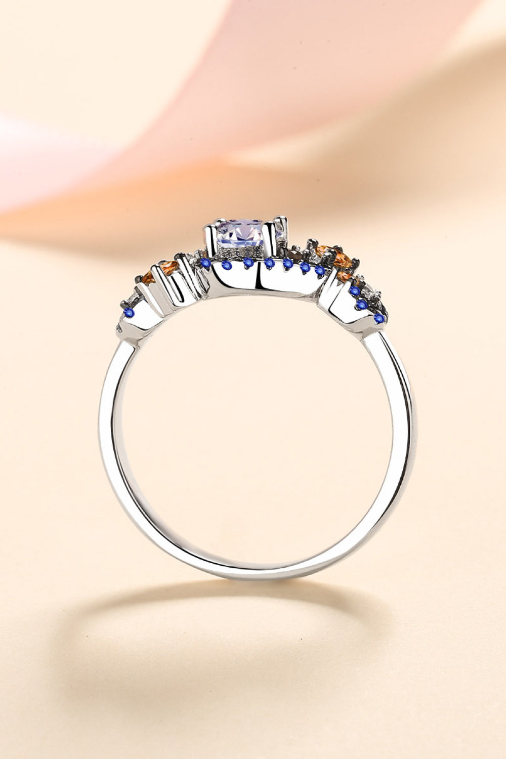 Moissanite Contrast 925 Sterling Silver Ring for Women