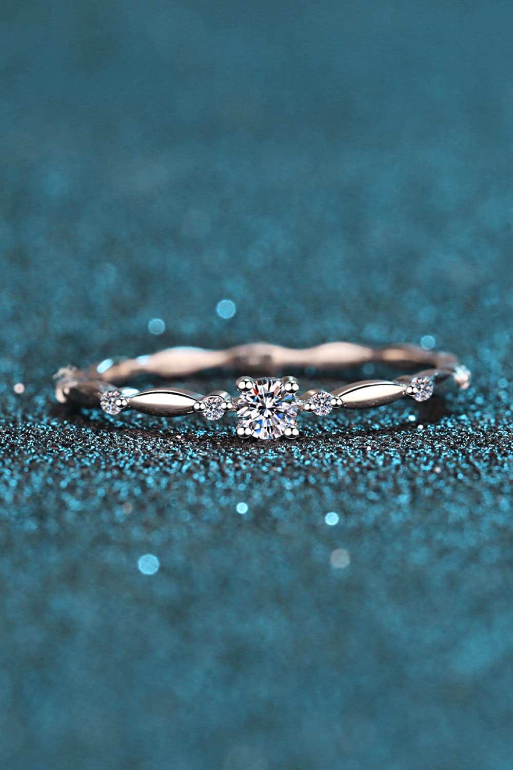 Moissanite 925 Sterling Silver Rhodium-Plated Ring for Women