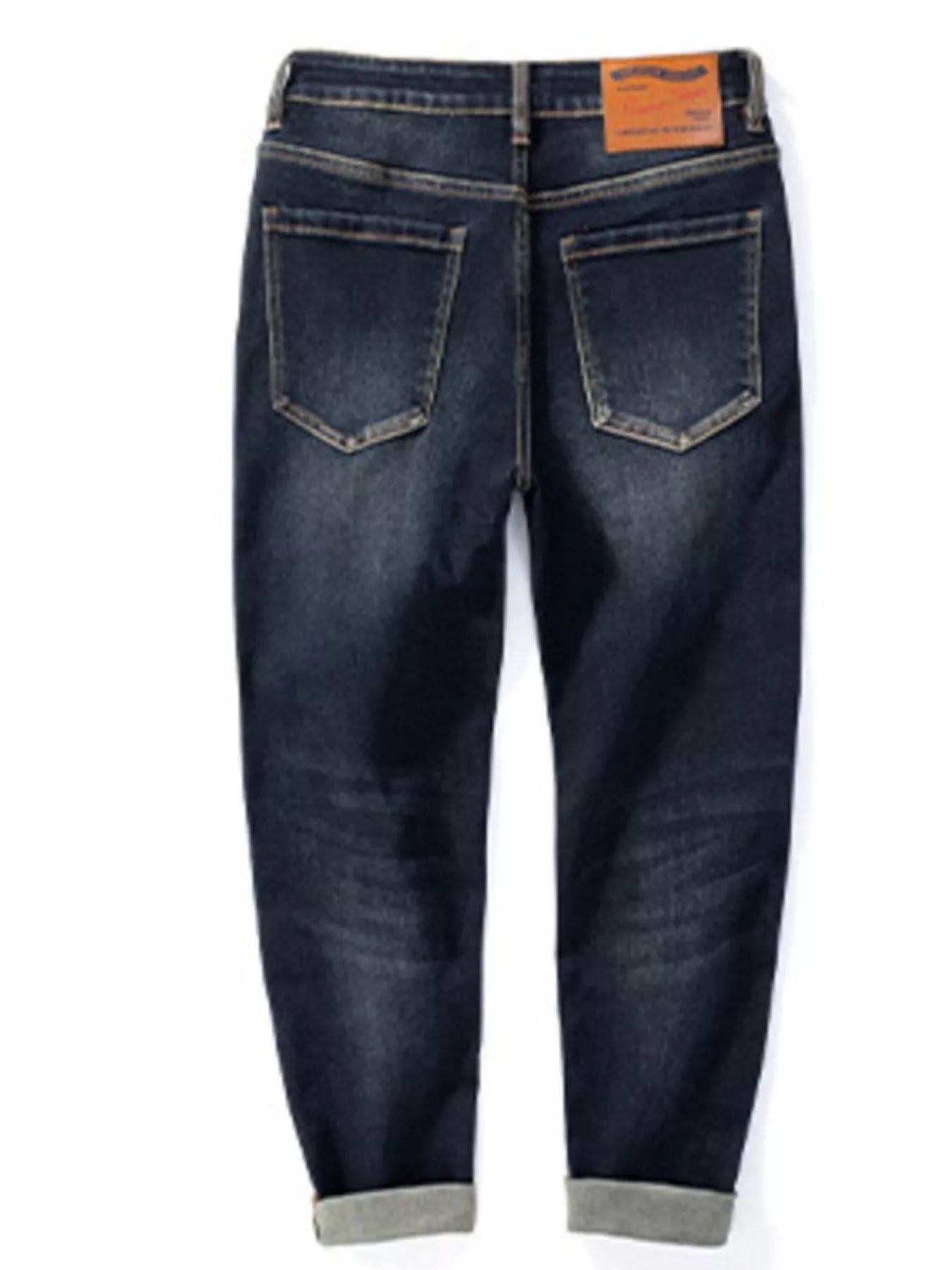 Straight Leg Washed Jeans in Dark Navy for Men