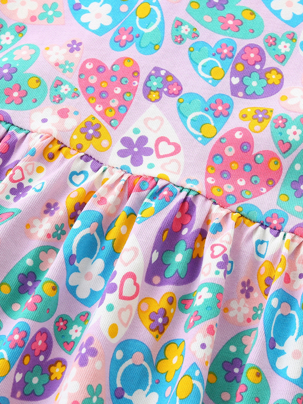 Butterfly & Heart Print Pocket Ruffle Sleeve Dress in Multicolor for Girls