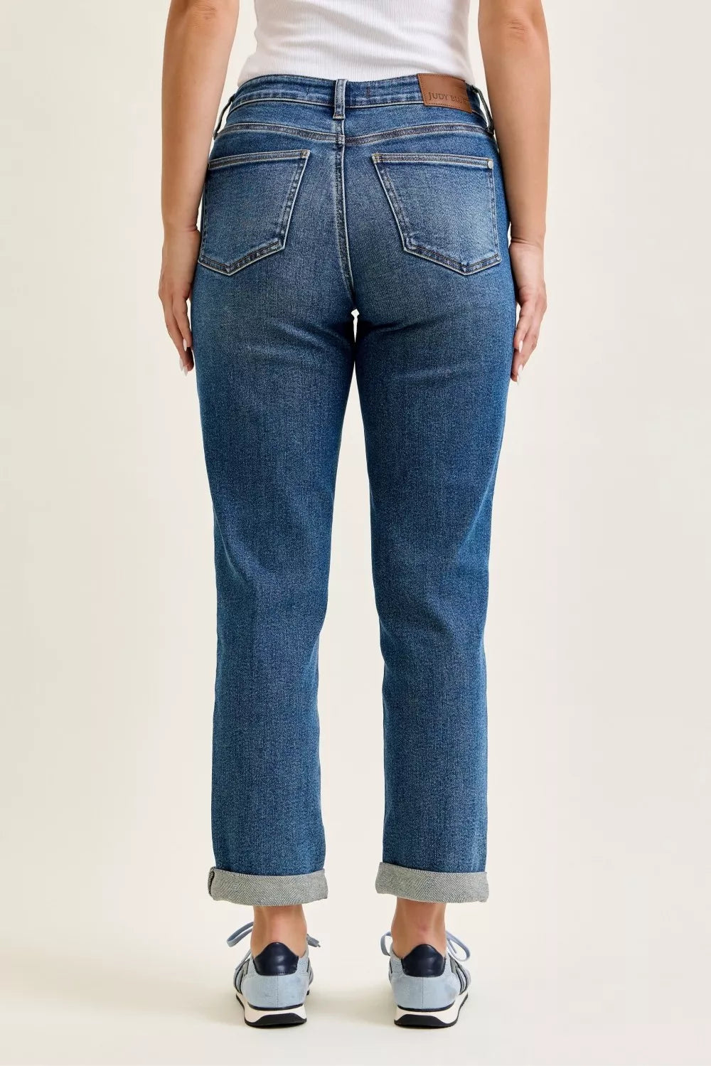 Mid Rise Boyfriend Embroidered Repair Patch Jeans in Md for Women