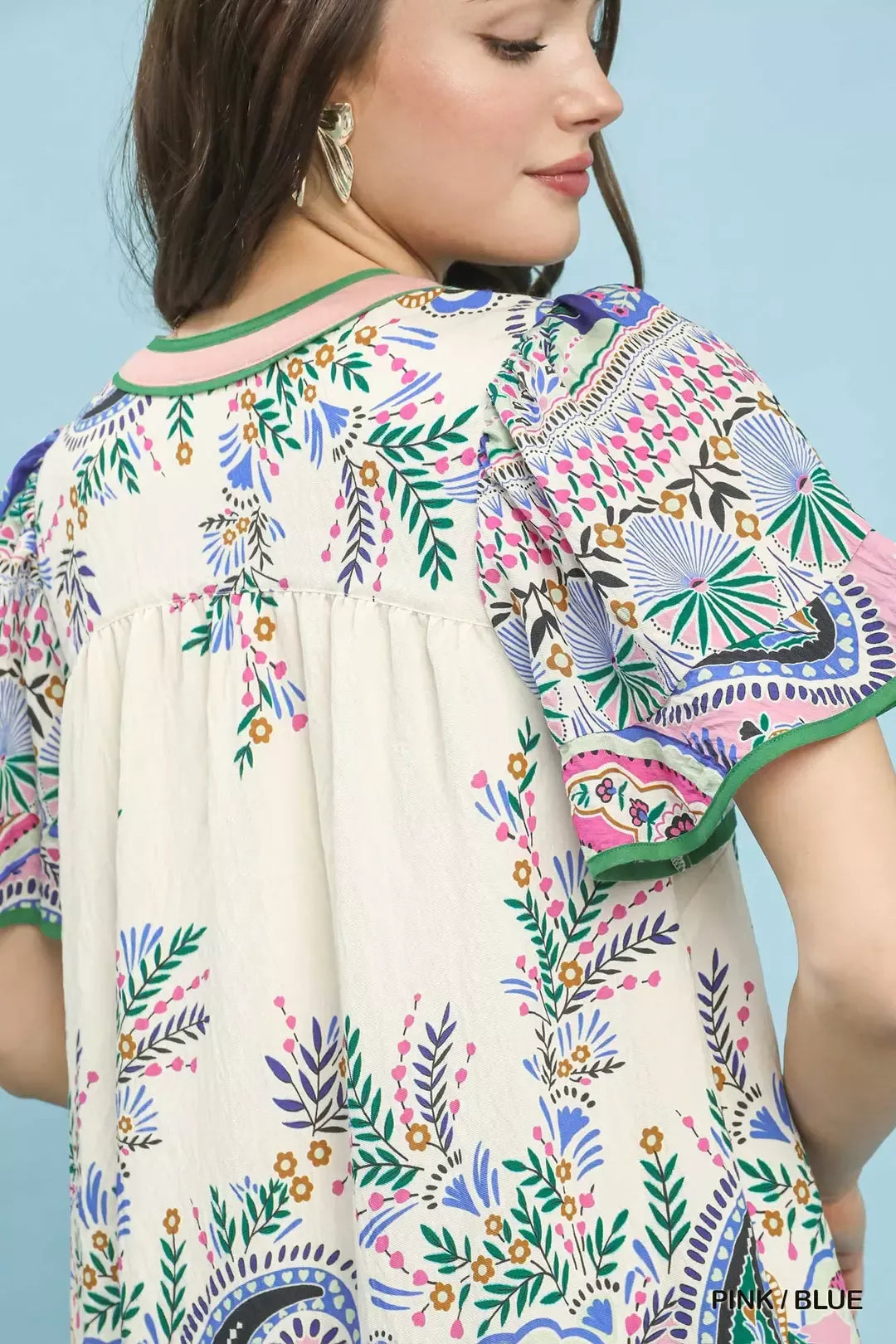 Paisley Flutter Sleeve Mini Dress for Women