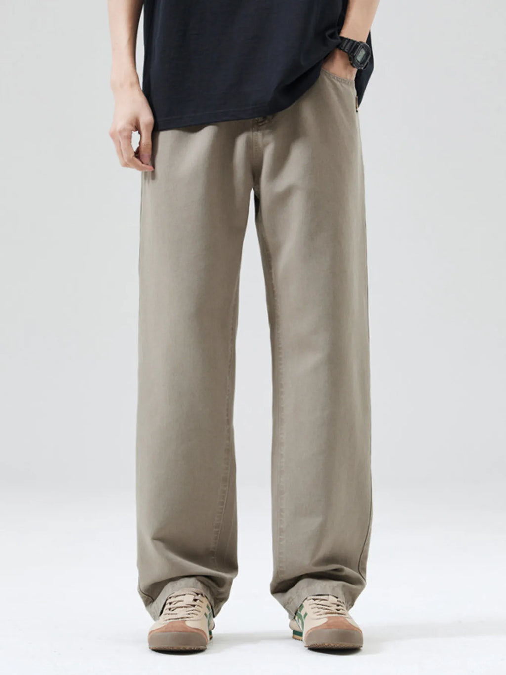 Wide Leg Pants Plus Size in Classic in Black for Men