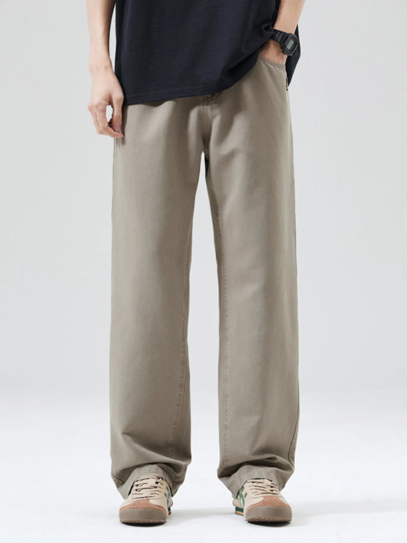 Wide Leg Pants Plus Size in Classic in Black for Men