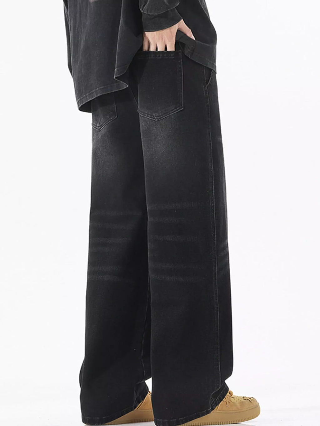 Wash Wide Leg Jeans Plus Size in Vintage Blue for Men