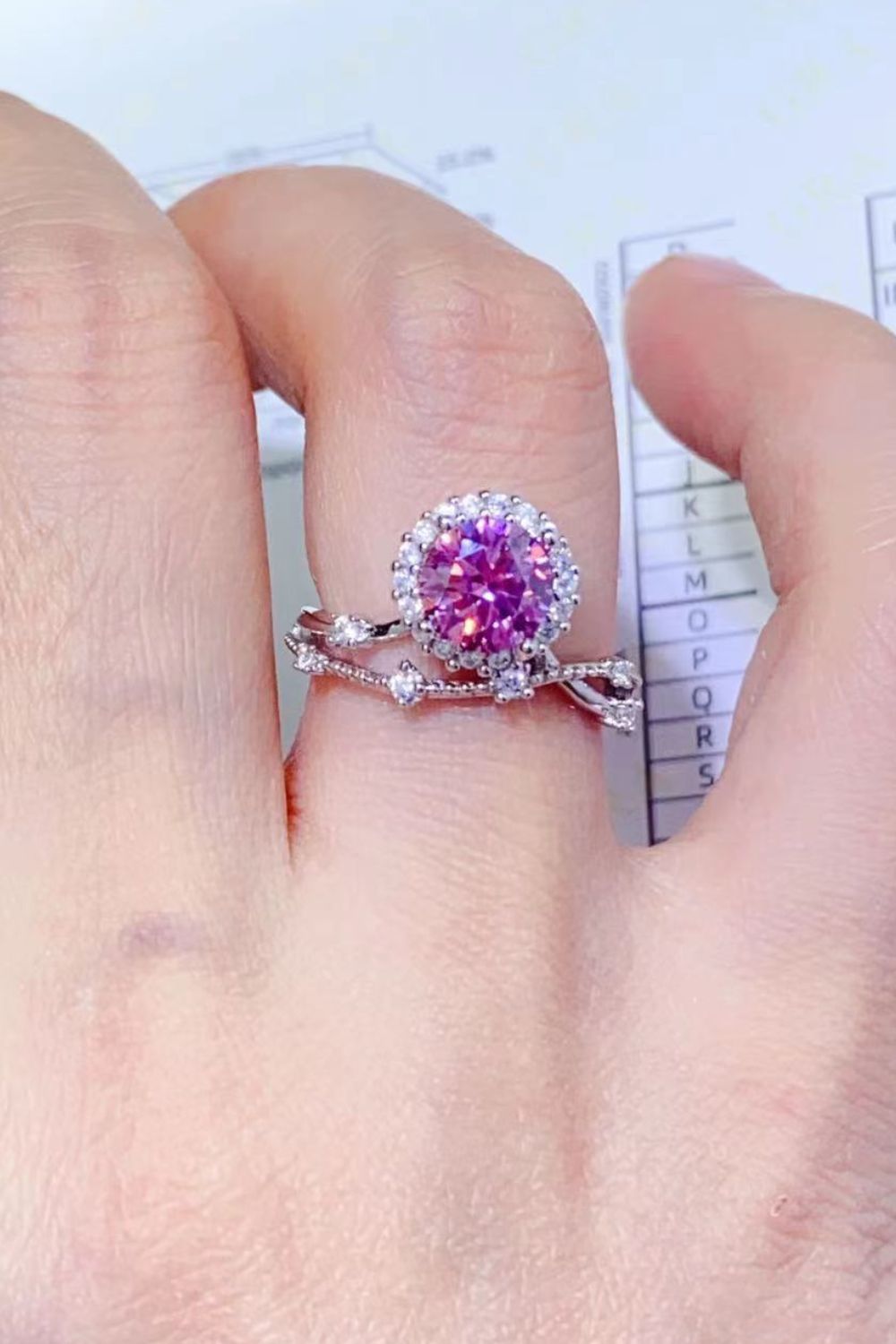 1 Carat Moissanite 925 Sterling Silver Ring in Pink for Women