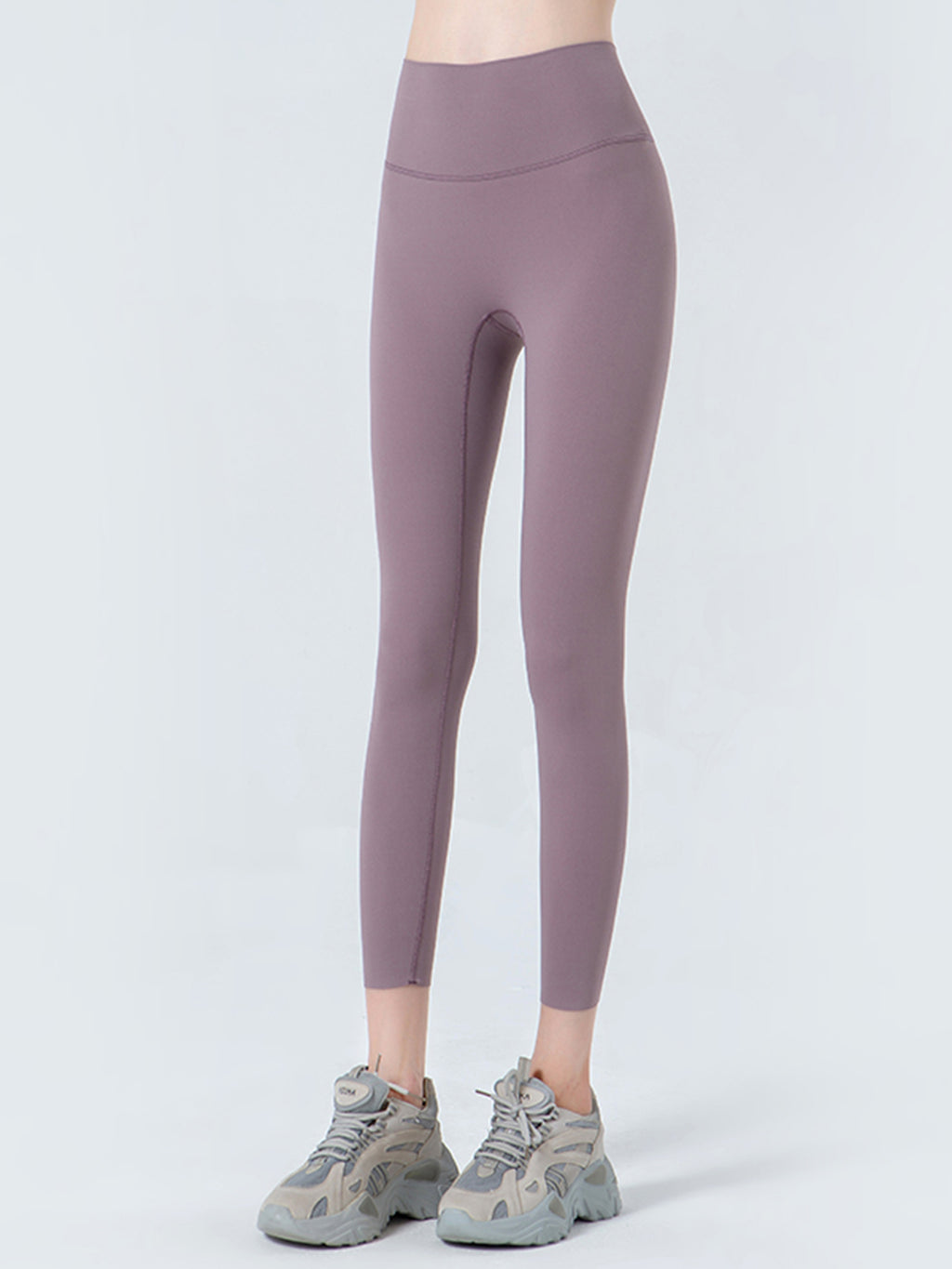 Wide Waistband Cropped Sports Leggings in Beige for Women