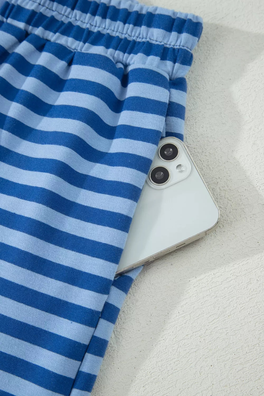 Striped Short Sleeve Top and Shorts Set for Women