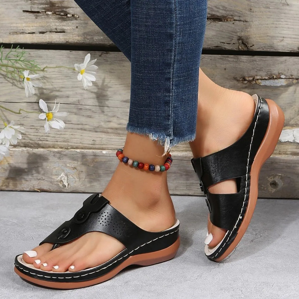 Cutout Wedge Sandals in Off-White for Women