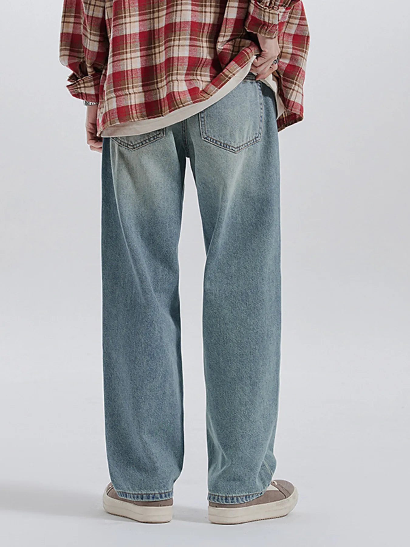 Wide Leg Washed Jeans in Turkish Blue for Men