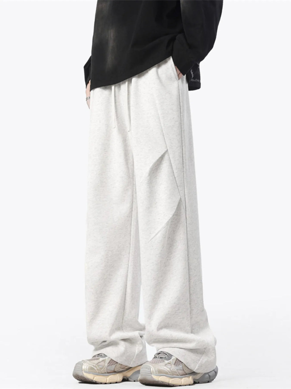 Plus Size Casual Loose-Fit Sweatpants in Flower White for Men