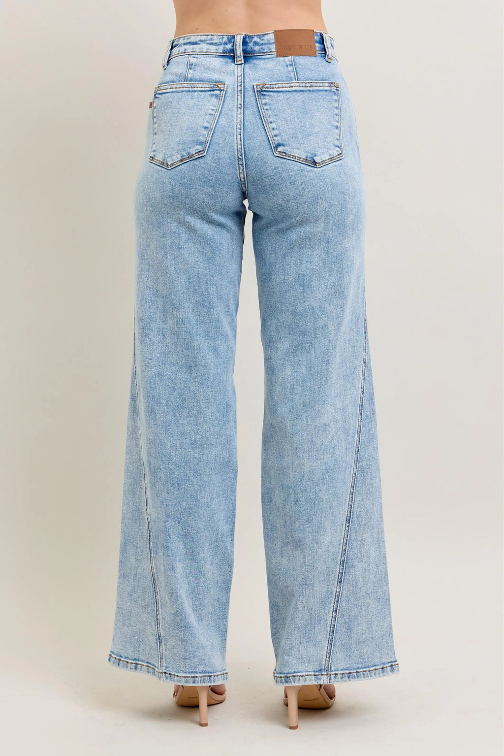 High Waist Wide Leg Jeans with Skewed Inseam Plus Size in Light for Women
