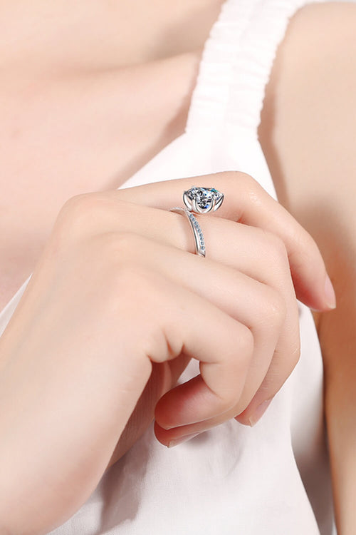 3 Carat Moissanite 6-Prong Ring in Silver for Women