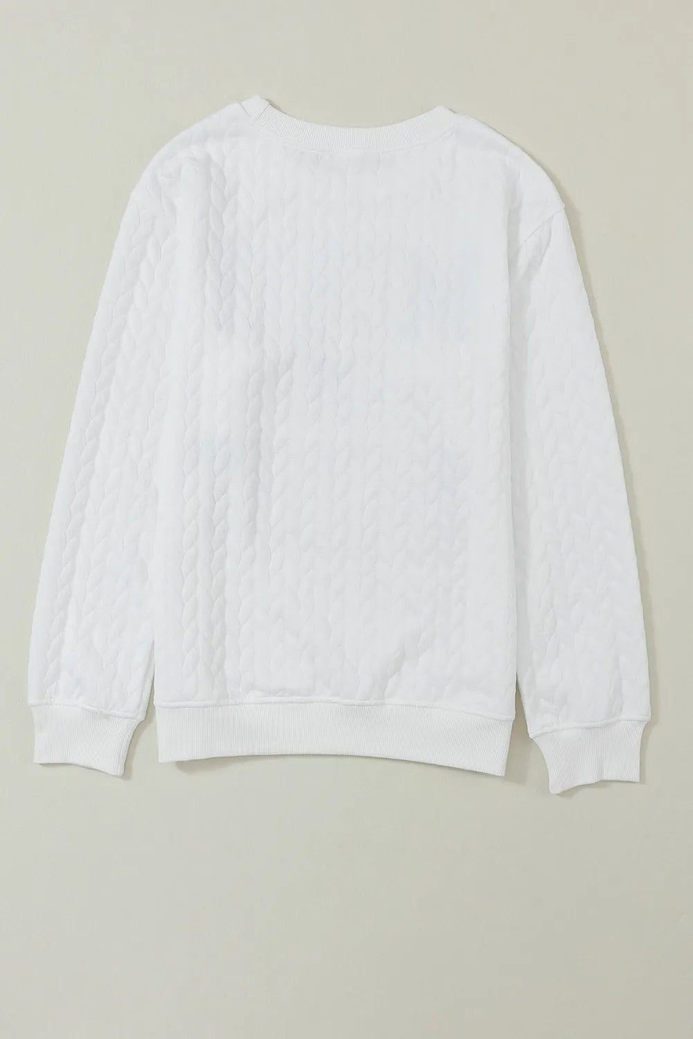 Plus Size Merry and Cable Knit Pullover Sweatshirt in White for Women