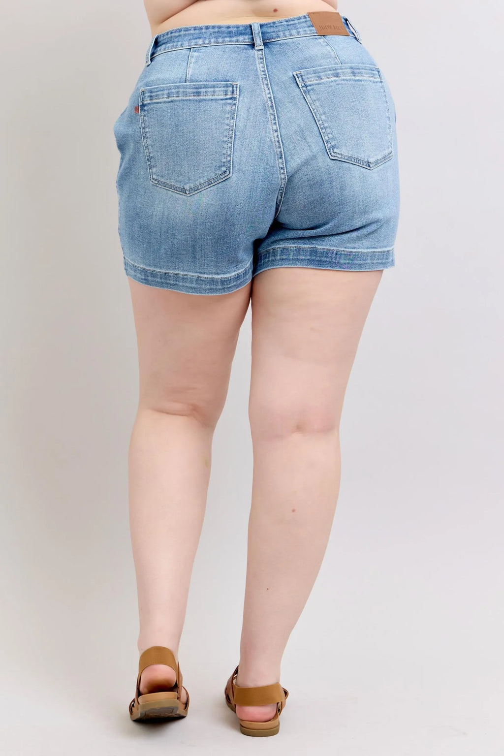 Plus Size High Rise Denim Shorts in Medium for Women