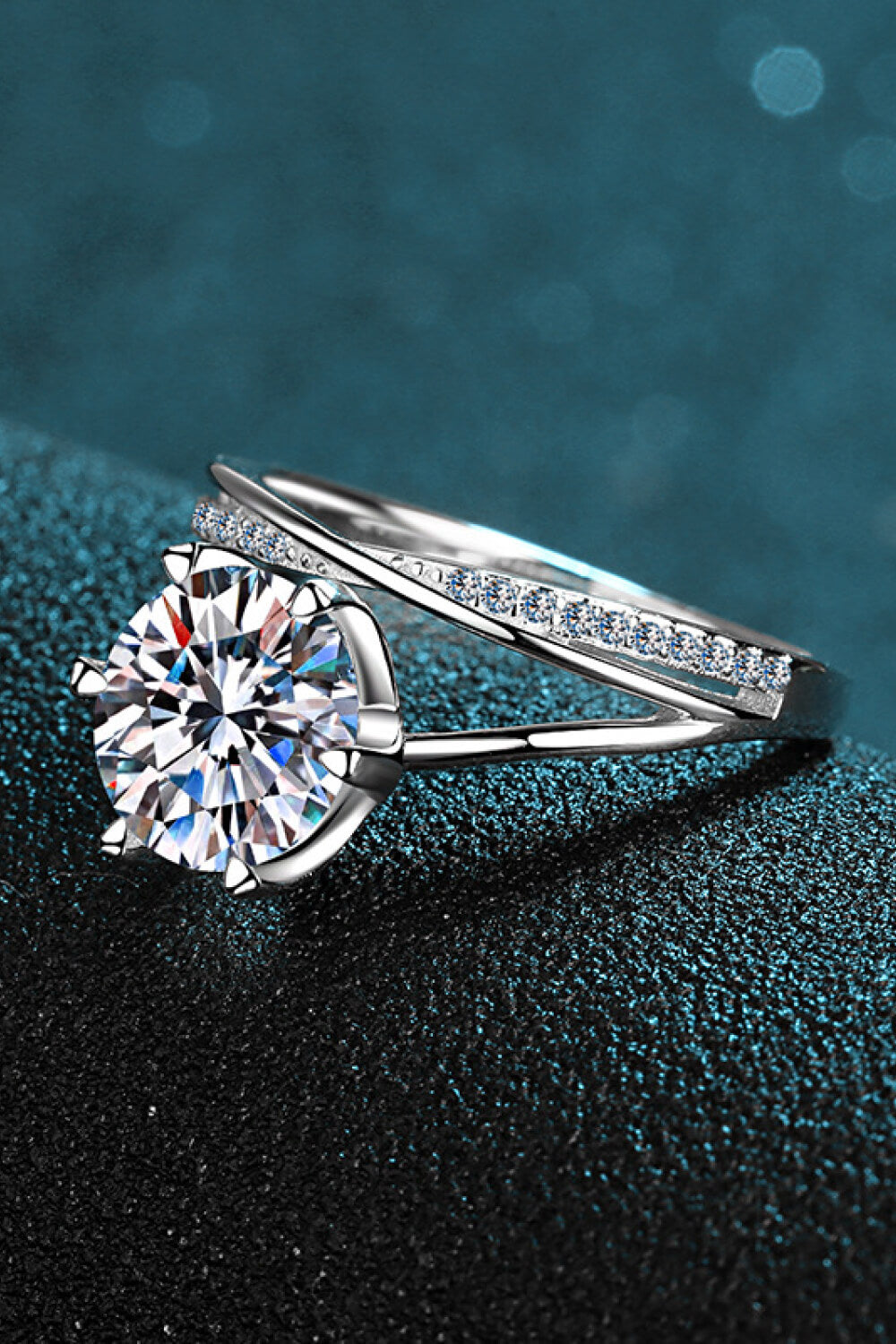 3 Carat Moissanite 6-Prong Ring in Silver for Women