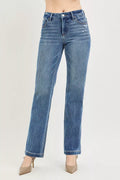 Tummy Control 4way Stretch Mid Rise Straight Crease Line in Medium for Women