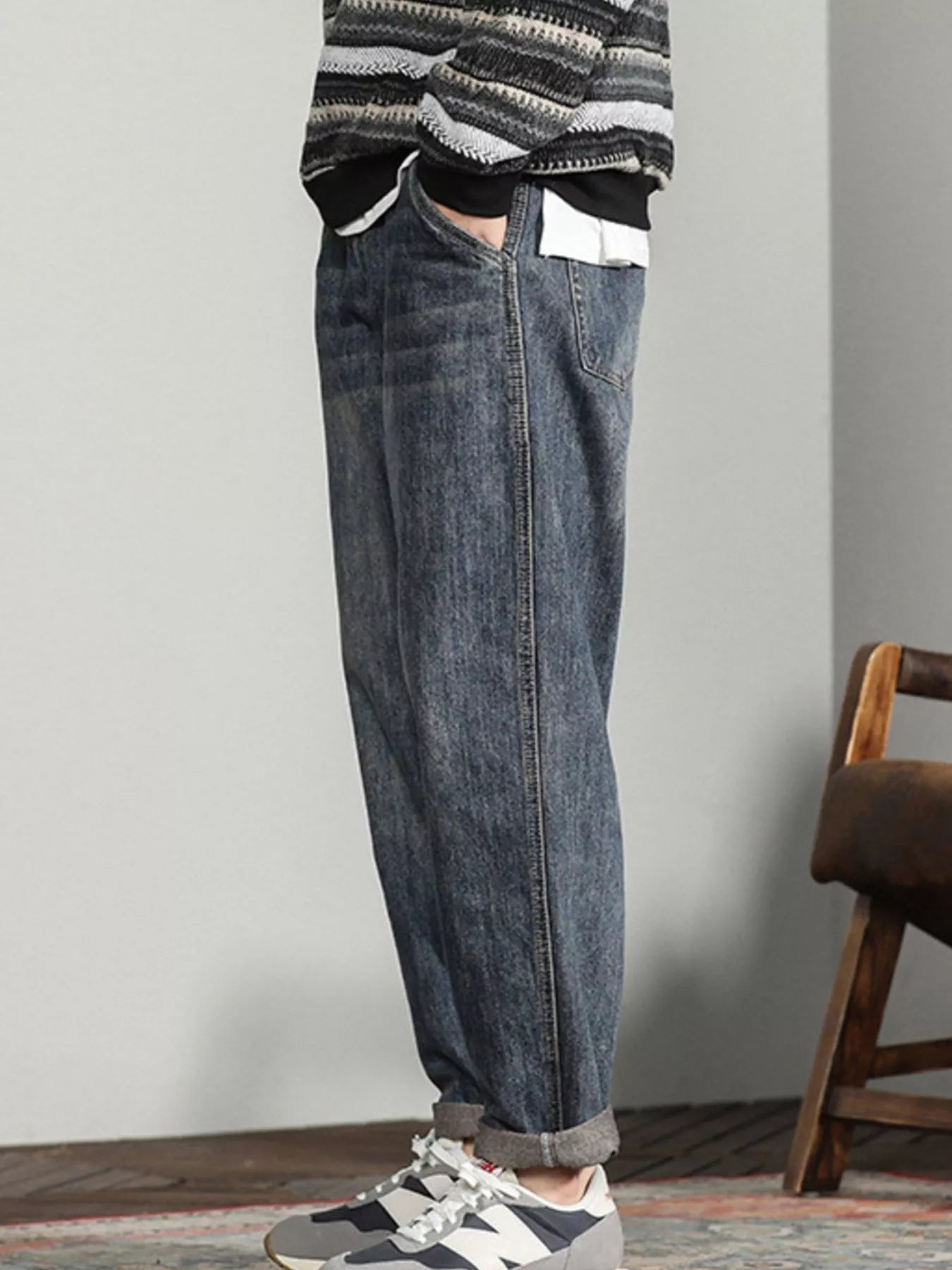 Wide Leg Jeans in Vintage Blue for Men