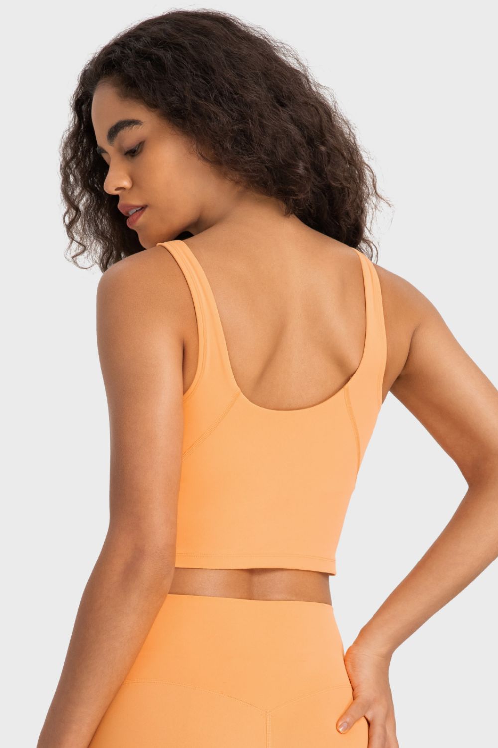 Deep V-Neck Crop Sports Bra in Sherbet for Women