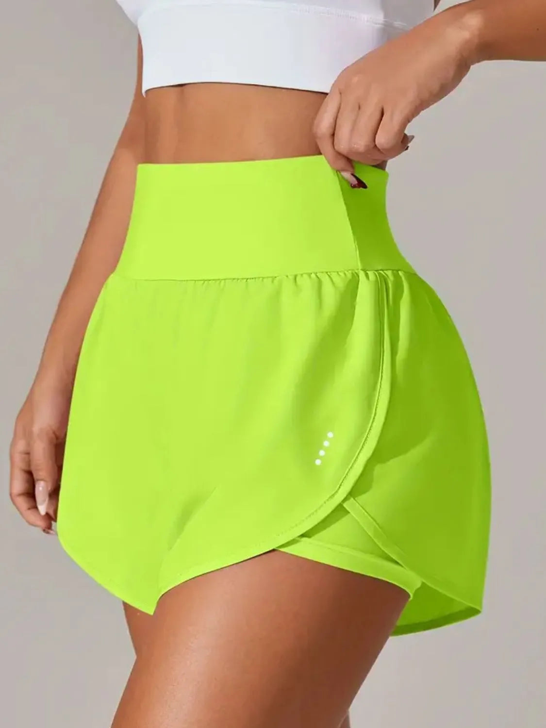 Pocketed High Waist Active Shorts in Pink Purple for Women