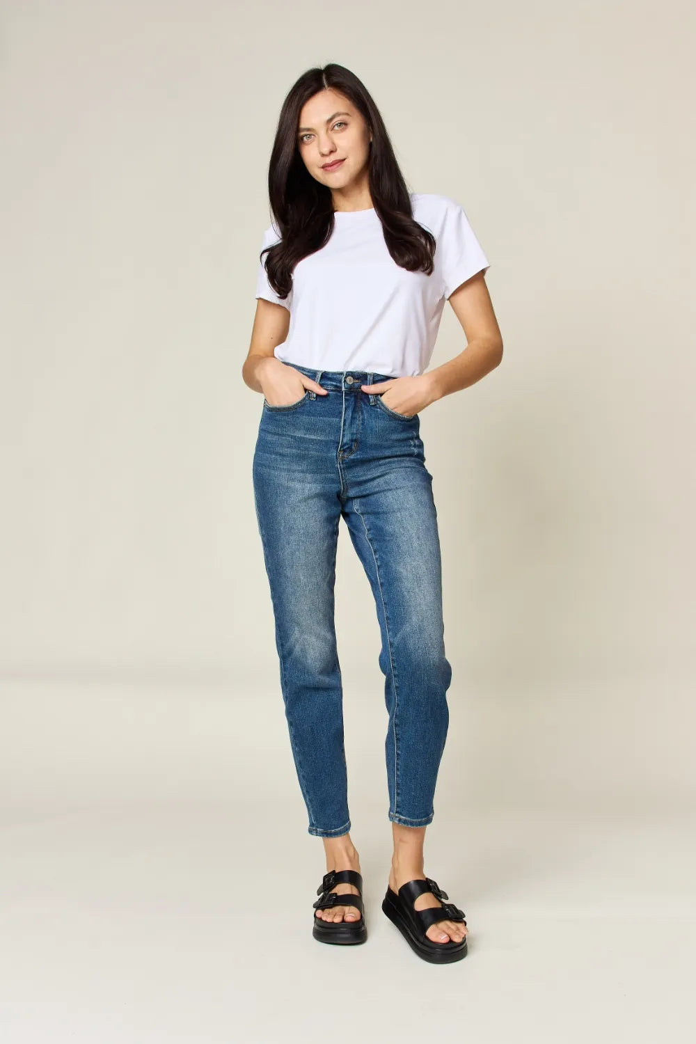 Plus Size Tummy Control High Waist Slim Jeans for Women