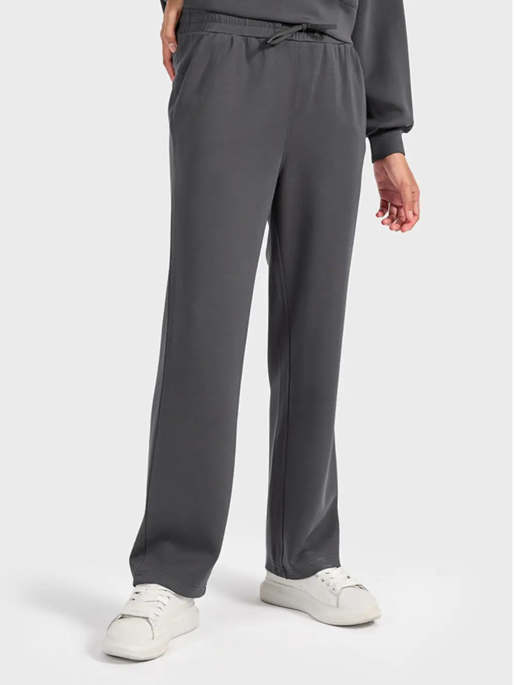 Drawstring Pocketed Sport Pants in Dark Blue for Women